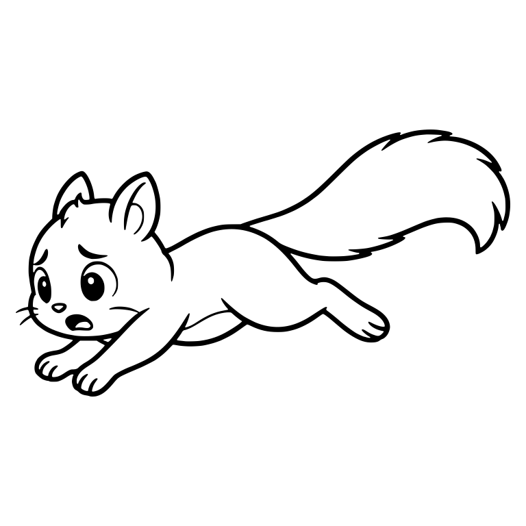 Worried Squirrel Dashing Low with Tail Stretched Behind — free animal SVG cut file