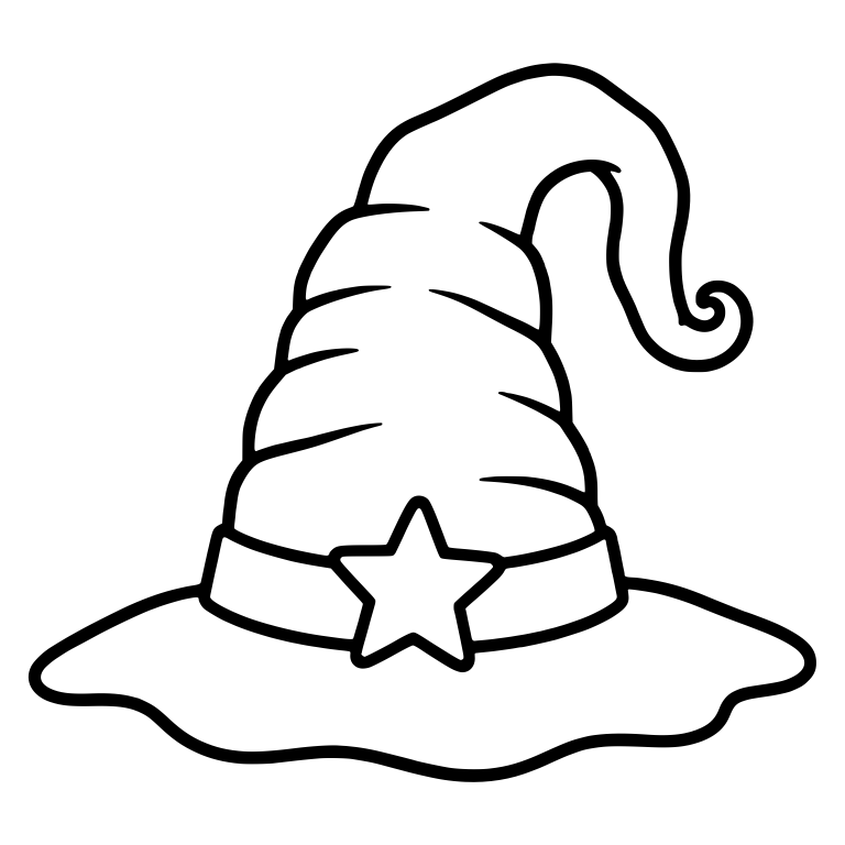 Witch Hat with Spiral Curled Tip and Star on the Band — free objects SVG cut file
