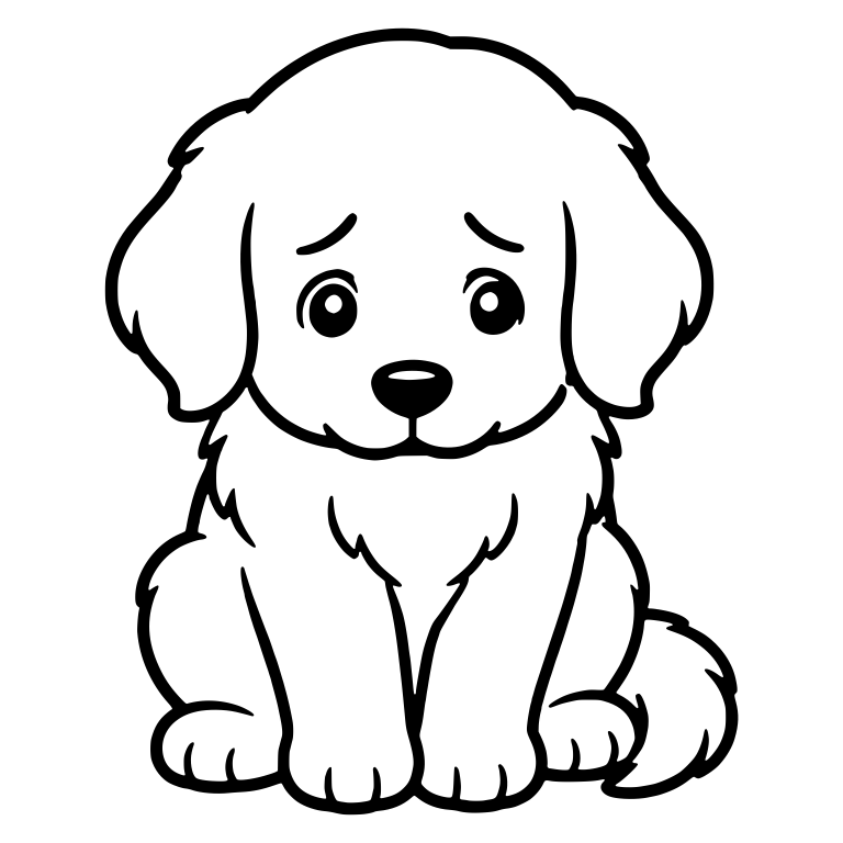 Shy Golden Retriever Puppy Sitting Facing Front — free animal SVG cut file