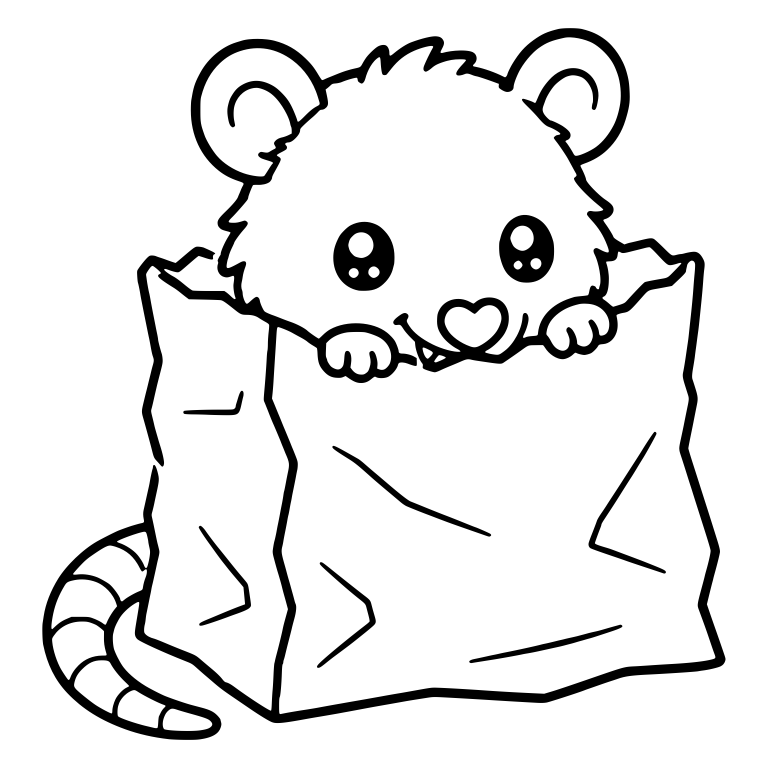 Opossum Peeking Out of a Crumpled Paper Bag — free animal SVG cut file