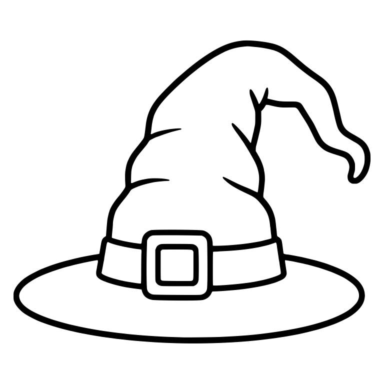 Witch Hat with Drooping Hooked Tip and Square Buckle — free objects SVG cut file