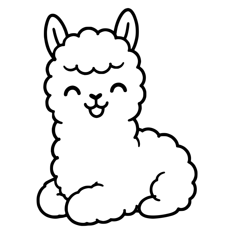 Laughing Llama Sitting With Eyes Closed and Open Mouth — free animal SVG cut file