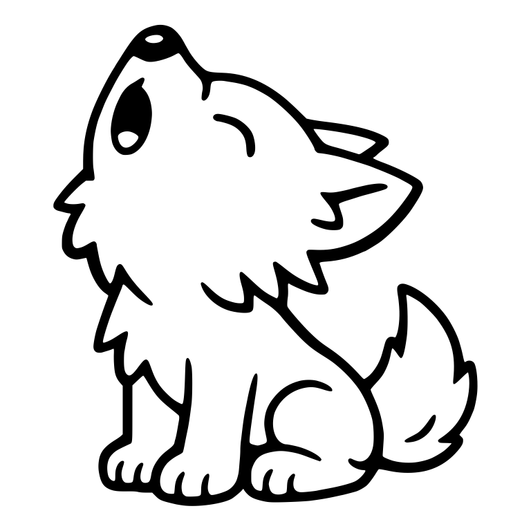 Howling Wolf Pup With Swept-Back Ear — free animal SVG cut file