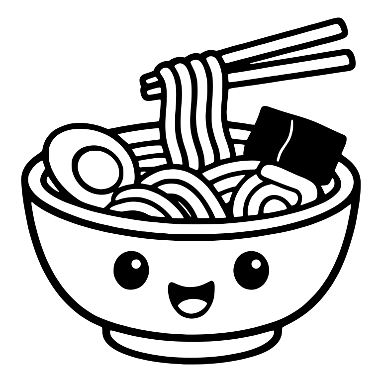 Smiling Ramen Bowl With Chopsticks Lifting Noodles — free food SVG cut file