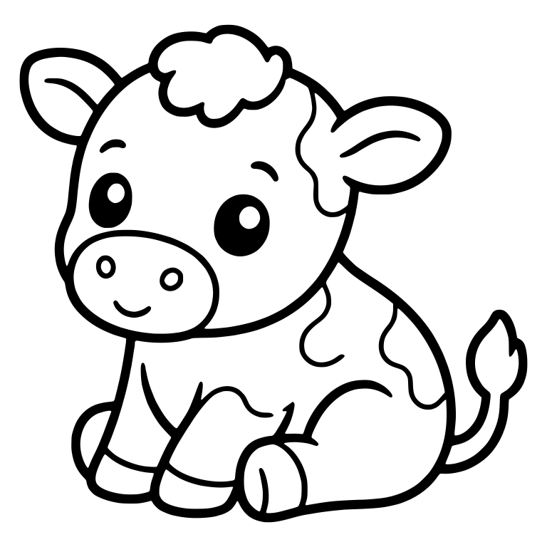 Sitting Spotted Calf With Curly Tuft And Curled Tail — free animal SVG cut file
