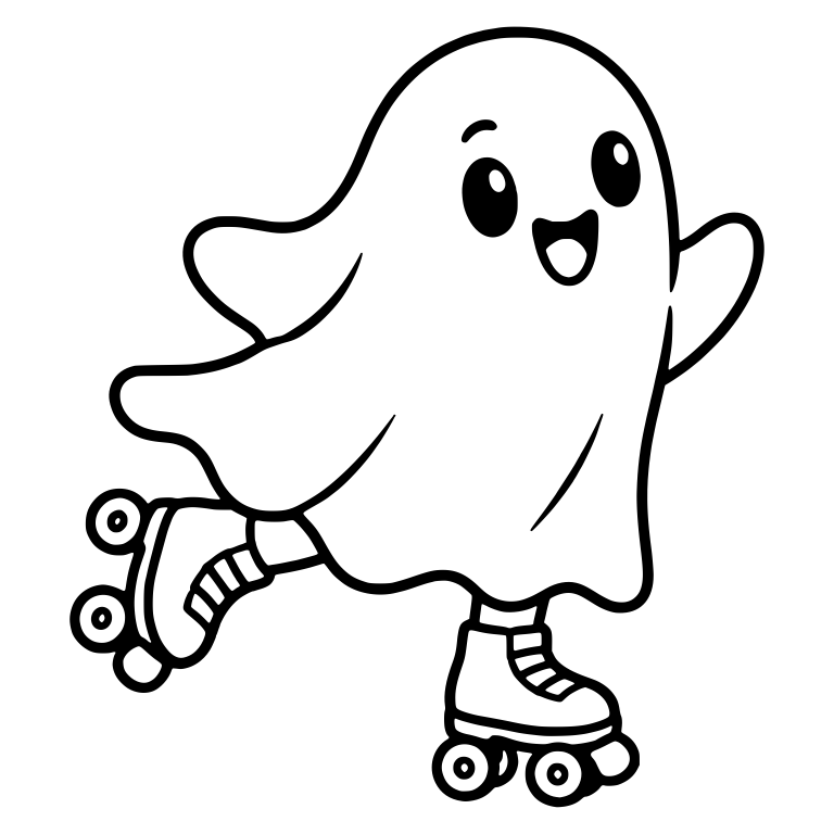 Roller Skating Ghost With One Leg Kicked Back — free fantasy-creature SVG cut file