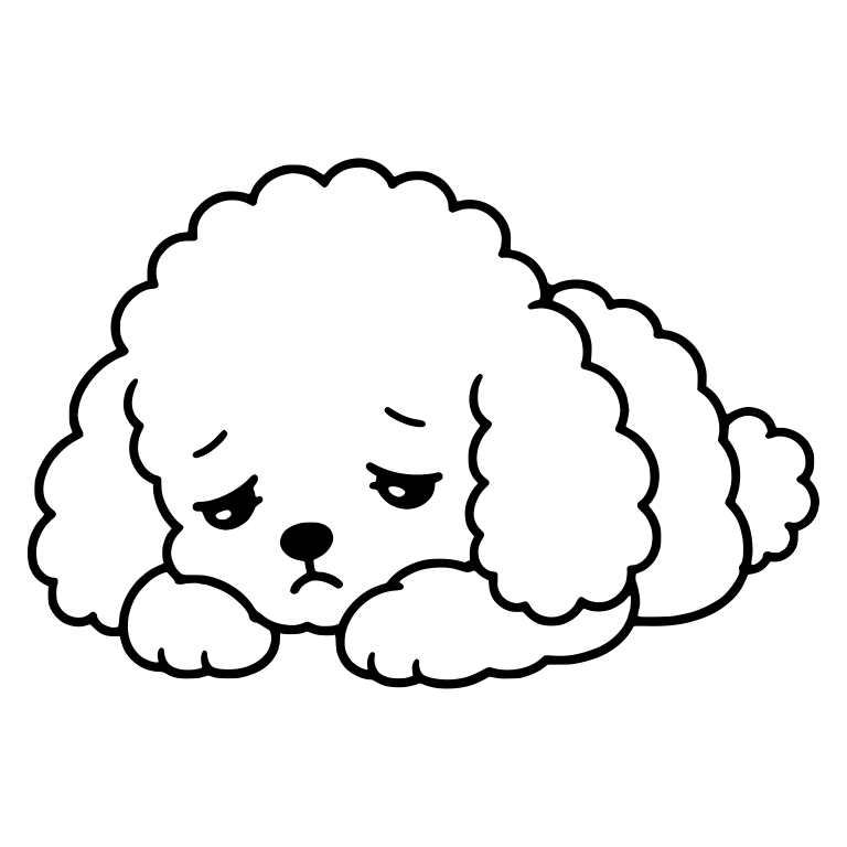 Tired Toy Poodle Puppy Resting Chin on Paws — free animal SVG cut file