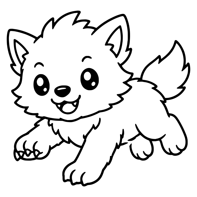 Kawaii Wolf Pup Running With Big Sparkly Eyes — free animal SVG cut file