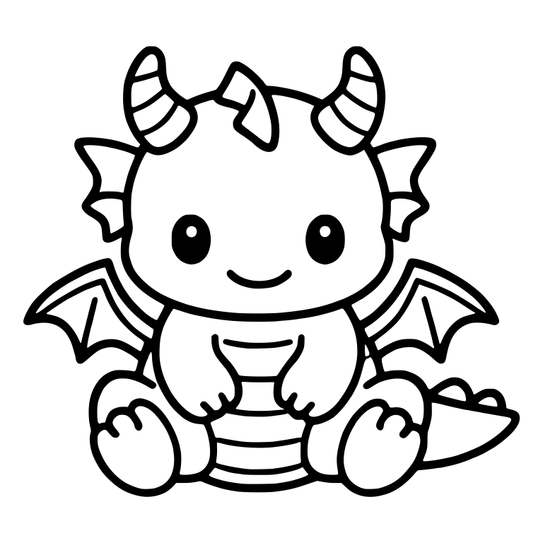 Baby Dragon Sitting with Paws on Striped Belly — free fantasy-creature SVG cut file