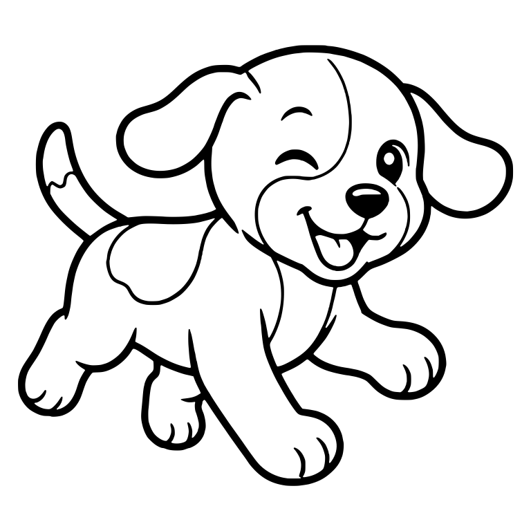 Winking Running Beagle Puppy With Tongue Out — free animal SVG cut file