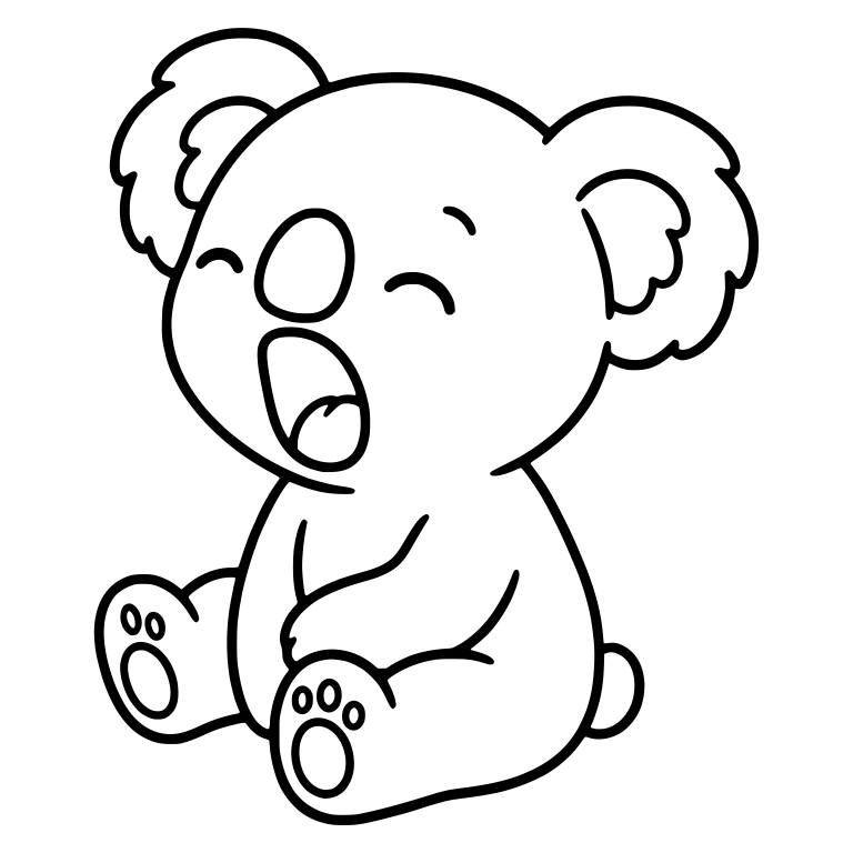 Yawning Koala Sitting with Eyes Closed — free animal SVG cut file