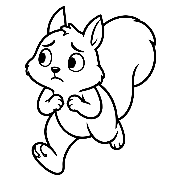 Worried Squirrel Running Left with Fists to Chest — free animal SVG cut file