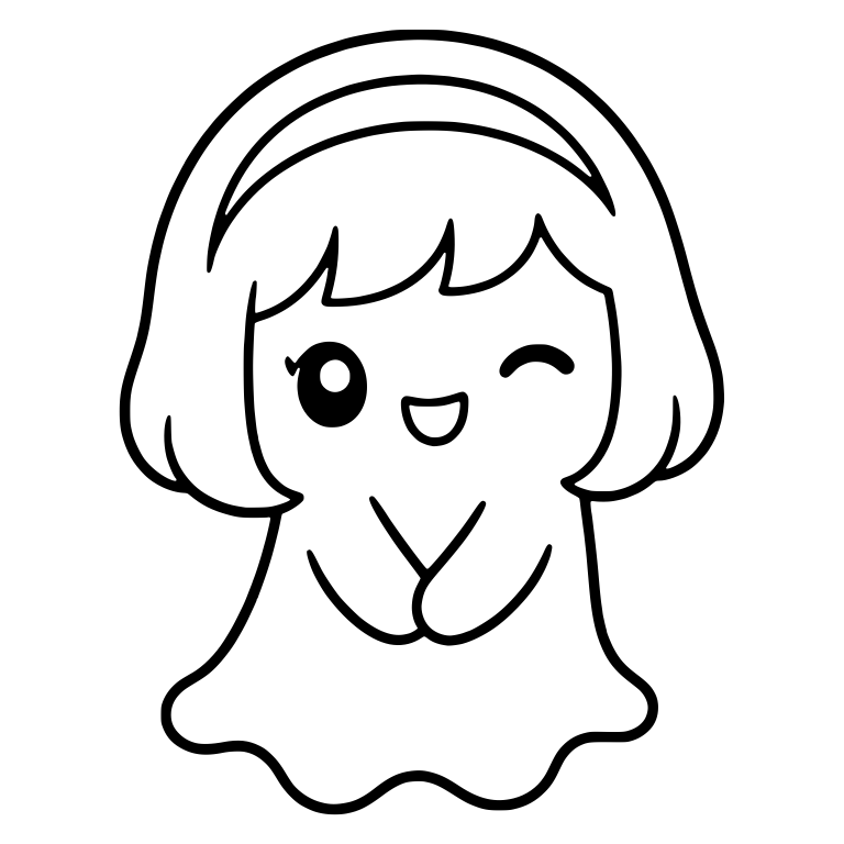 Winking Girl Ghost with Headband and Bob Haircut — free fantasy-creature SVG cut file
