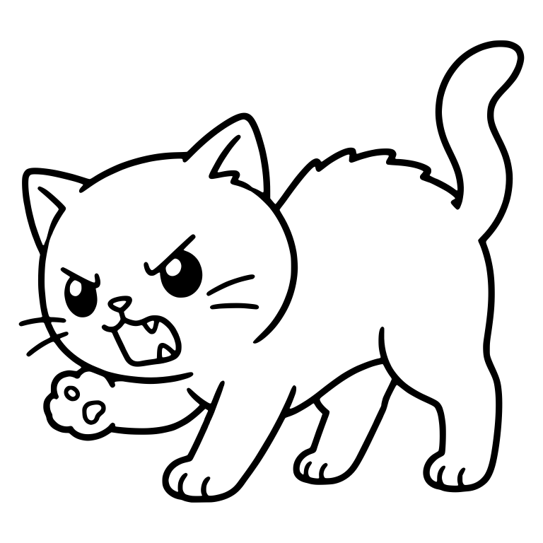 Hissing Kitten With Arched Back And Swiping Paw — free animal SVG cut file