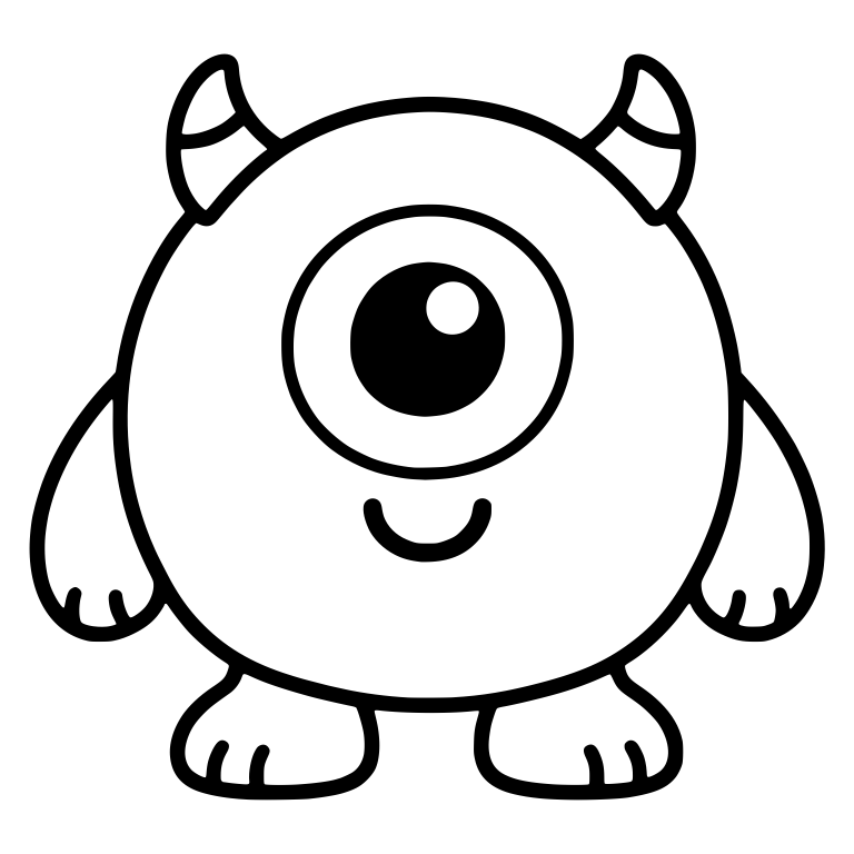 Round One-Eyed Monster With Small Horns — free fantasy-creature SVG cut file
