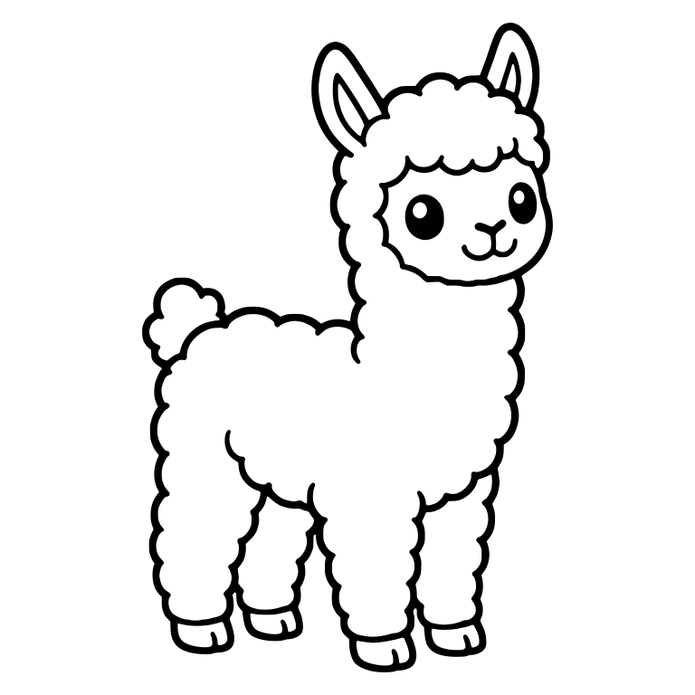 Woolly Llama Cria Standing Turned to the Right — free animal SVG cut file