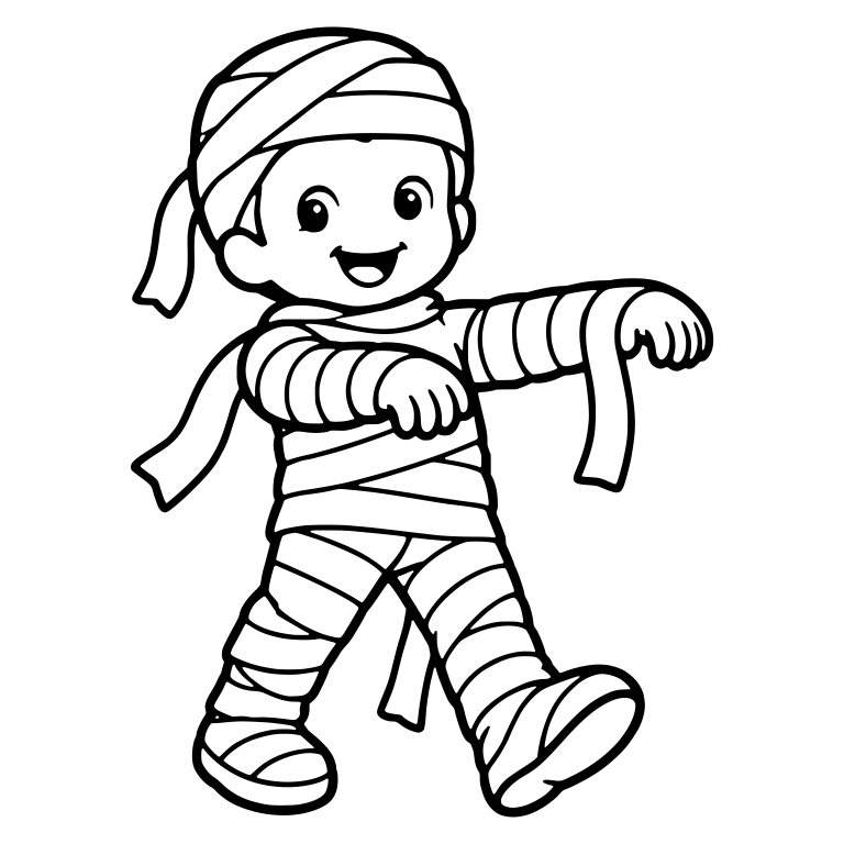 Walking Mummy Boy With Loose Bandage Strips — free characters SVG