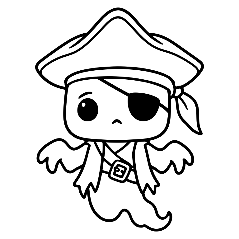 Pirate Ghost in Tricorn Hat With Bandana and Cross Belt — free fantasy-creature SVG cut file