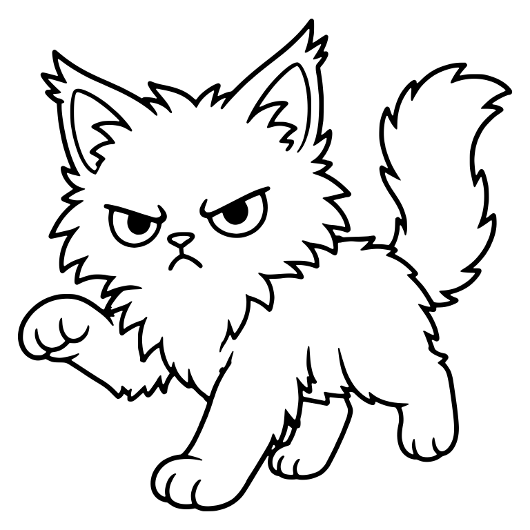 Cranky Maine Coon Kitten Mid-Step With Paw Lifted — free animal SVG cut file