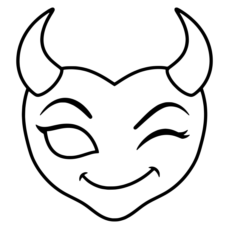 Winking Devil Face With Horns and Sly Smile — free fantasy-creature SVG cut file
