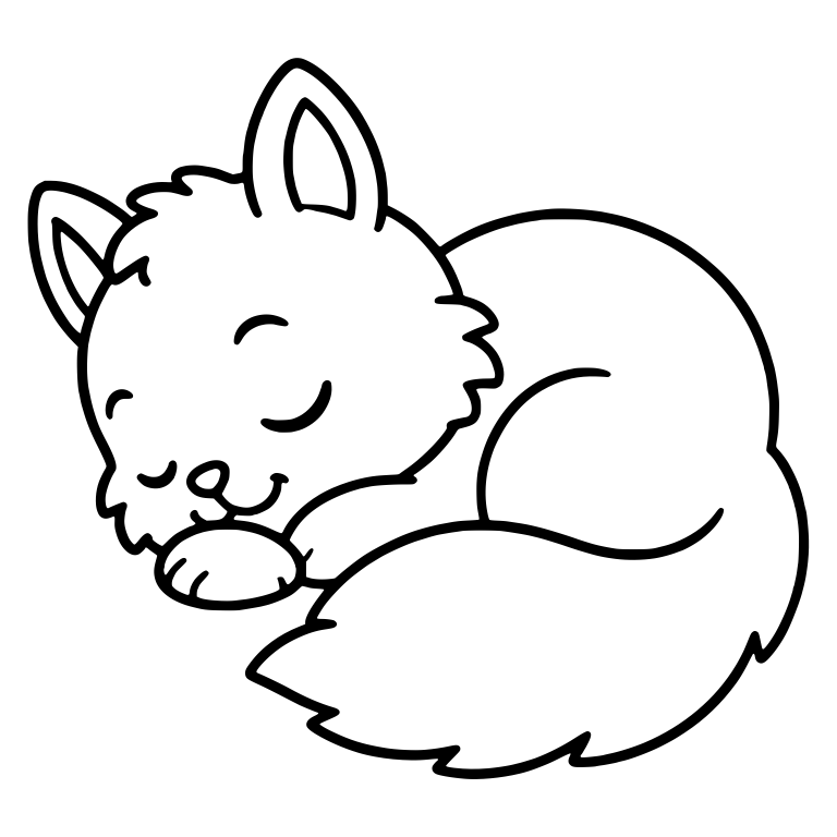 Sleeping Squirrel with Pointed Ears Curled in Its Tail — free animal SVG cut file