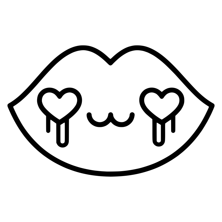 Kawaii Lips With Dripping Hearts And Cat Smile — free symbol SVG cut file