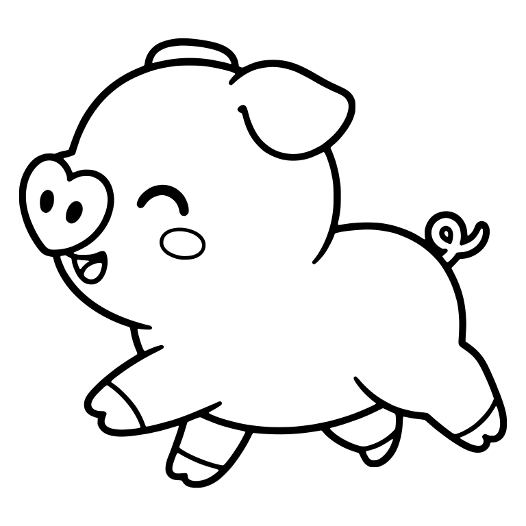 Trotting Piglet in Profile With Heart Nose and Blush — free animal SVG cut file