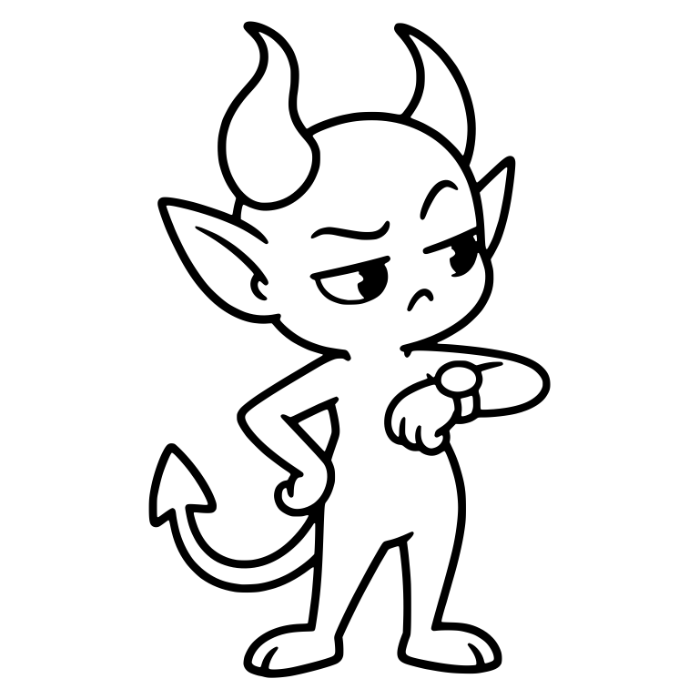 Impatient Little Devil Checking Wristwatch — free fantasy-creature SVG cut file