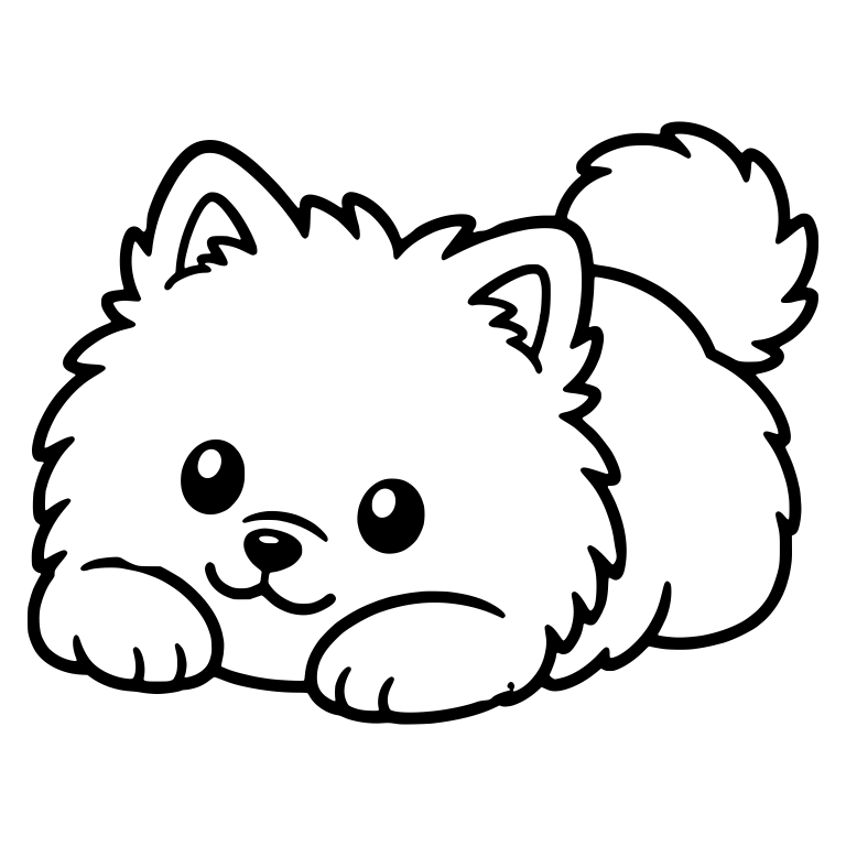 Pomeranian Resting Chin On Paws — free animal SVG cut file
