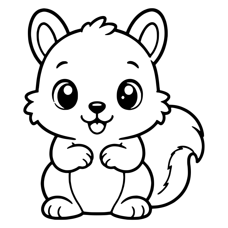 Big Eared Kawaii Squirrel With Head Tuft Sitting — free animal SVG cut file
