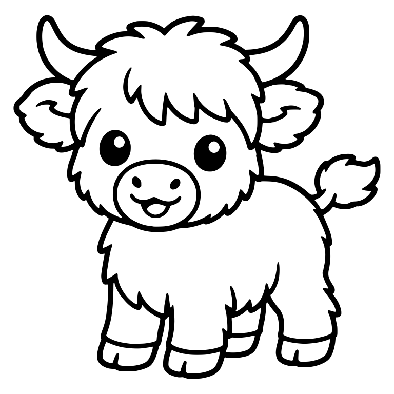 Highland Calf With Tongue Out and Tail Up — free animal SVG cut file