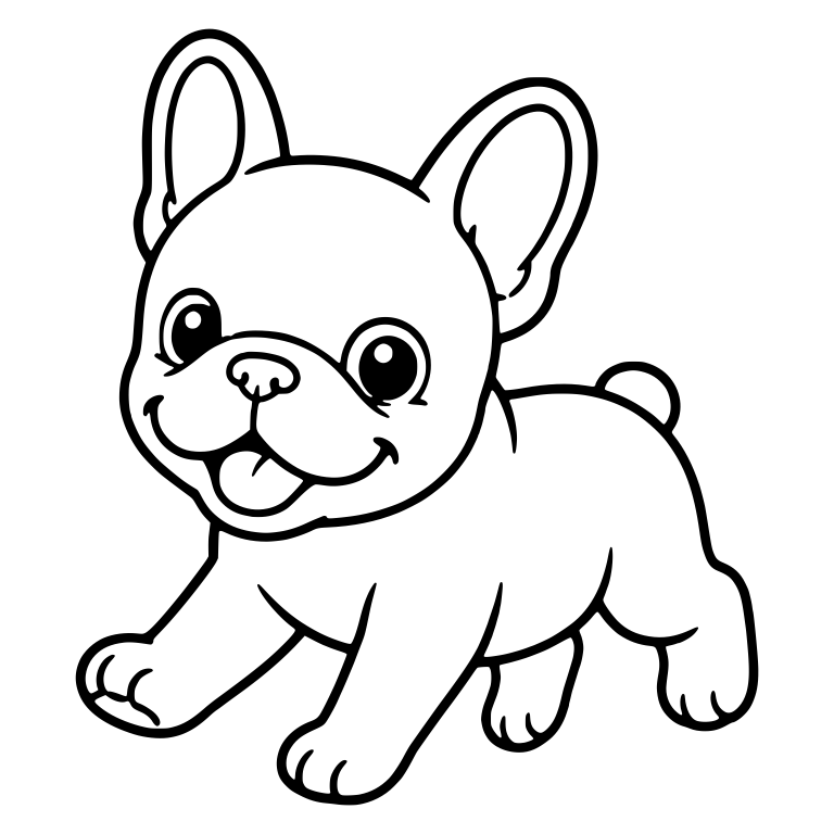 Trotting French Bulldog Puppy with Tongue Out — free animal SVG cut file