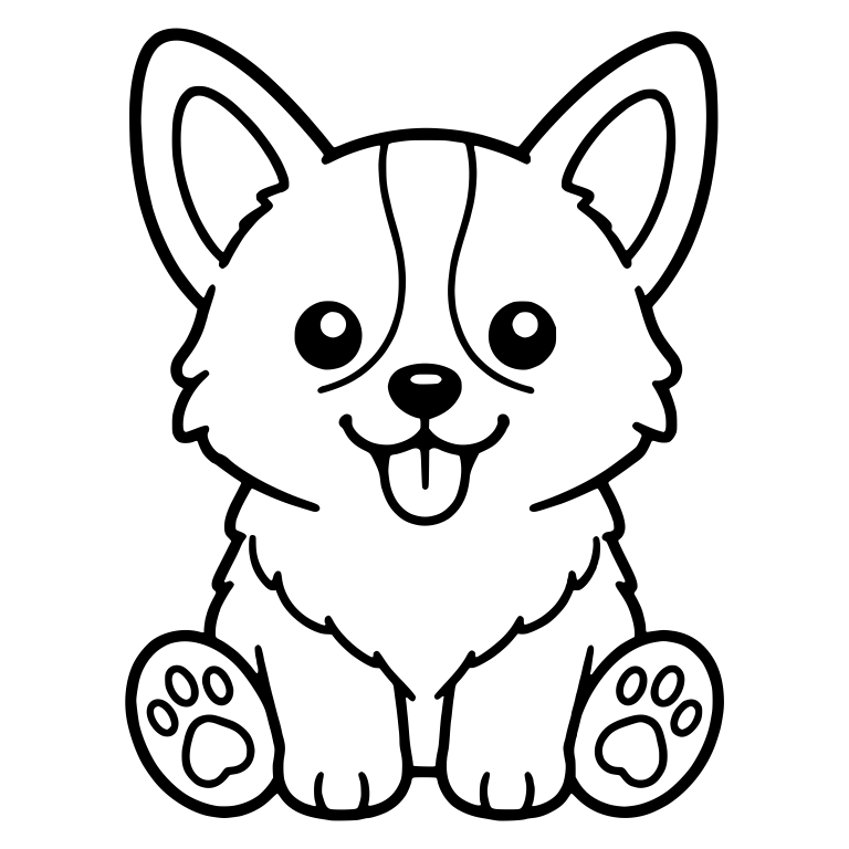 Sitting Corgi Puppy With Heart Paw Pads — free animal SVG cut file