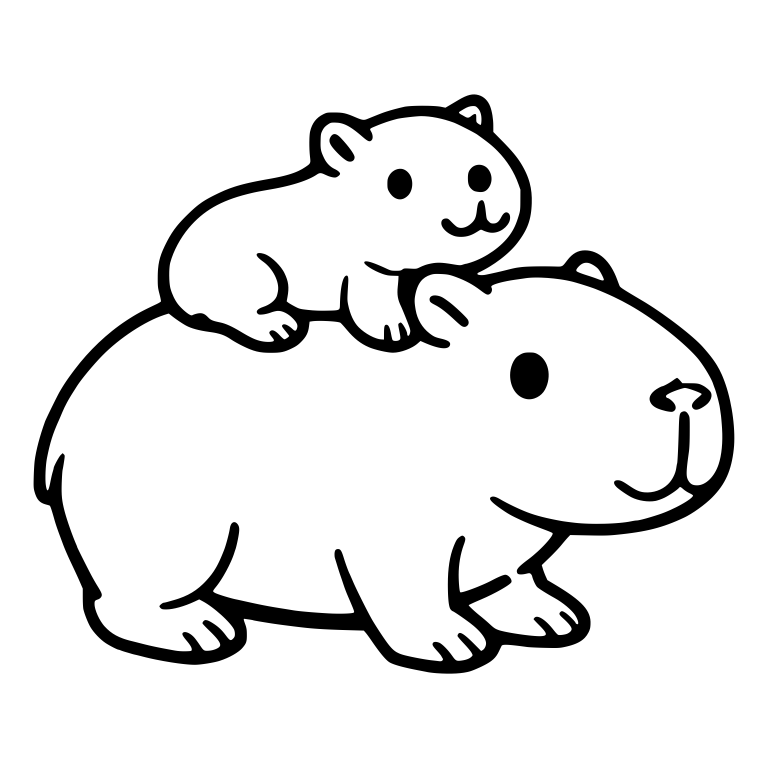 Capybara Carrying Baby Capybara on Its Back — free animal SVG cut file