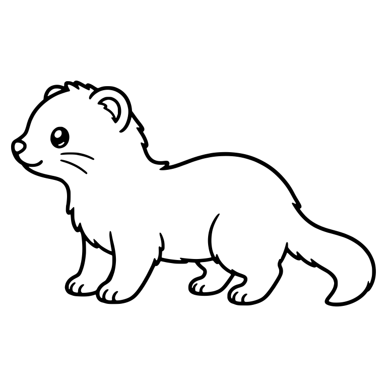 Kawaii Ferret Walking Left With Long Tail — free animal SVG cut file