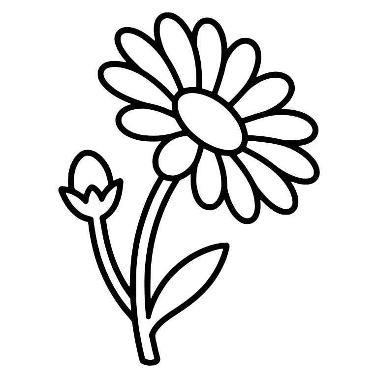 Daisy With Flower Bud And Curved Stem — free floral SVG cut file