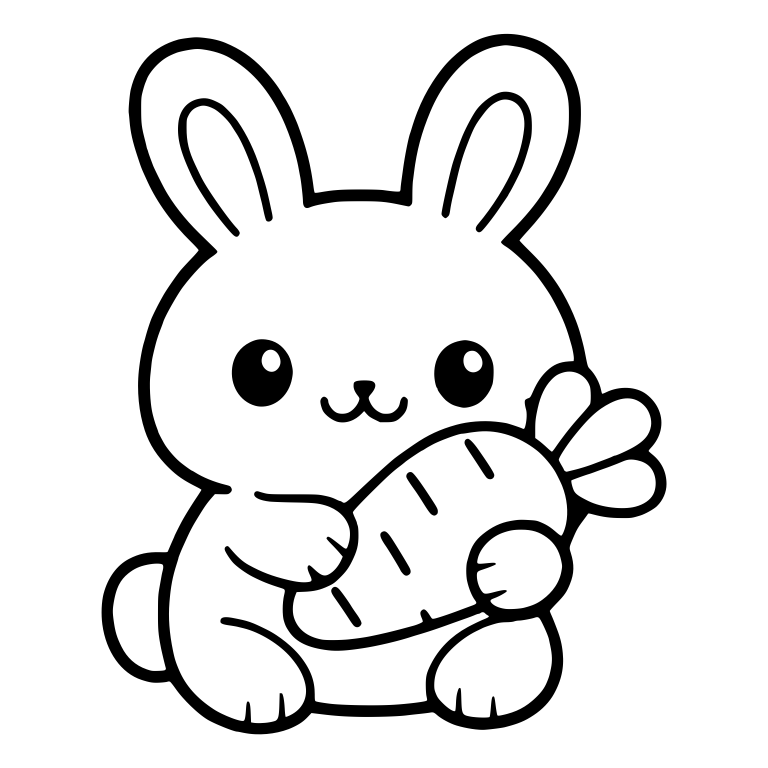 Kawaii Bunny Hugging Big Carrot — free animal SVG cut file