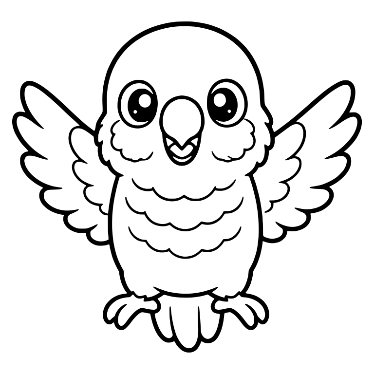 Happy Conure with Wings Spread Wide and Scalloped Chest — free animal SVG cut file