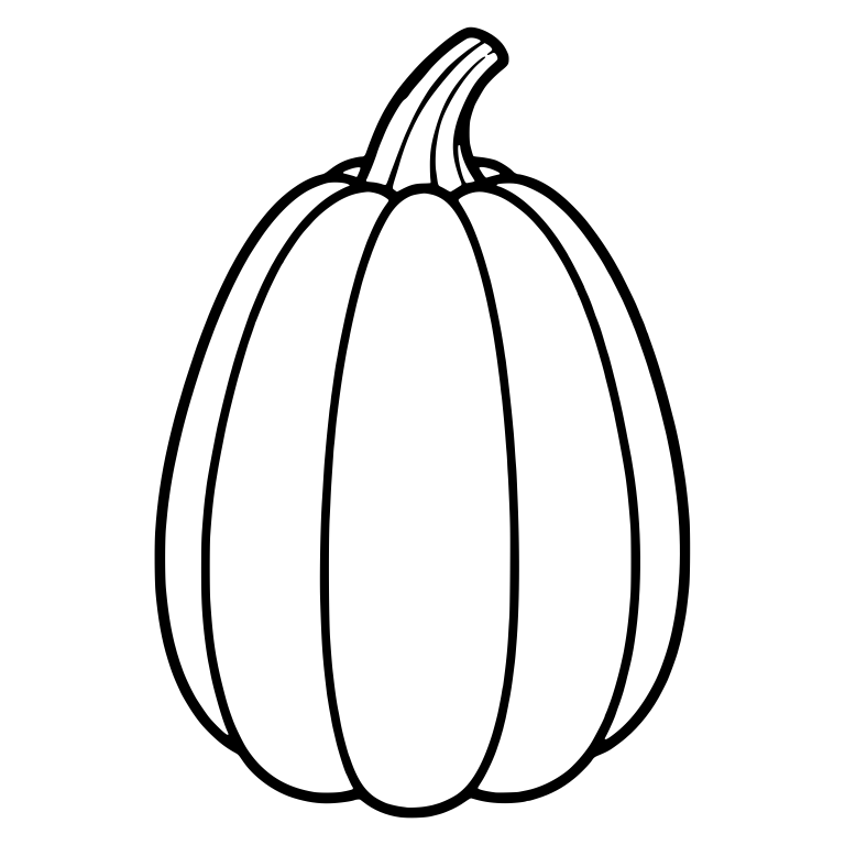 Tall Oval Pumpkin with Narrow Bent Stem and Smooth Ribs — free floral SVG cut file