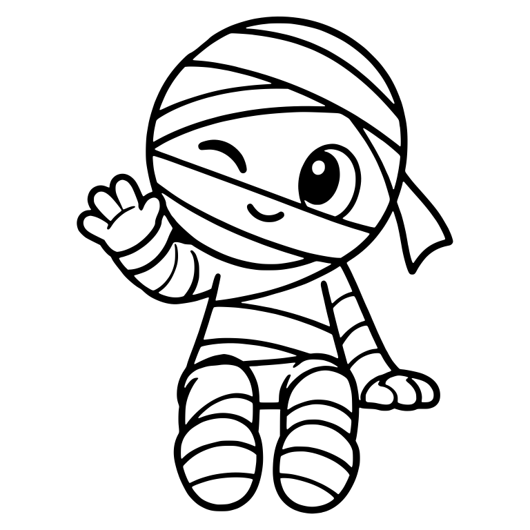 Winking Mummy Waving One Hand — free fantasy-creature SVG cut file