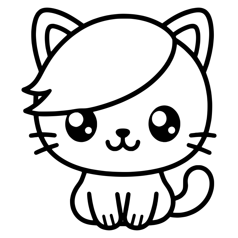 Kitten With Swooping Bangs And Tail On The Right — free animal SVG cut file