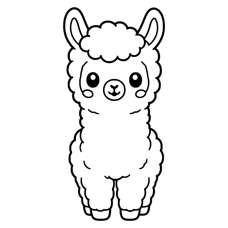 Standing Llama With Round Muzzle and Fluffy Topknot — free animal SVG cut file