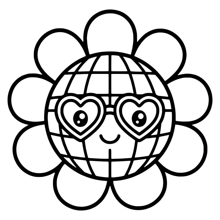 Disco Ball Daisy With Heart-Shaped Sunglasses — free floral SVG cut file