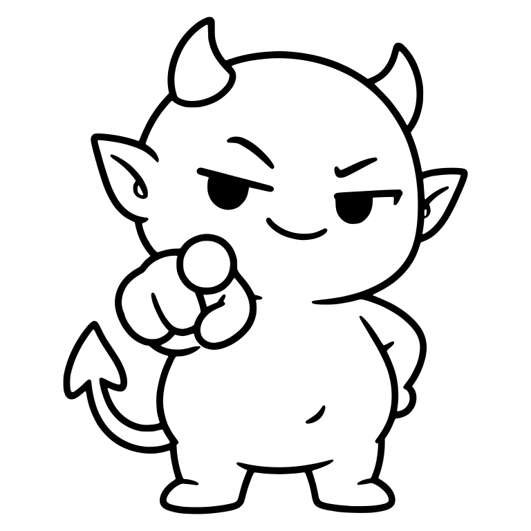 Smirking Demon Pointing at You with Hand on Hip — free fantasy-creature SVG cut file