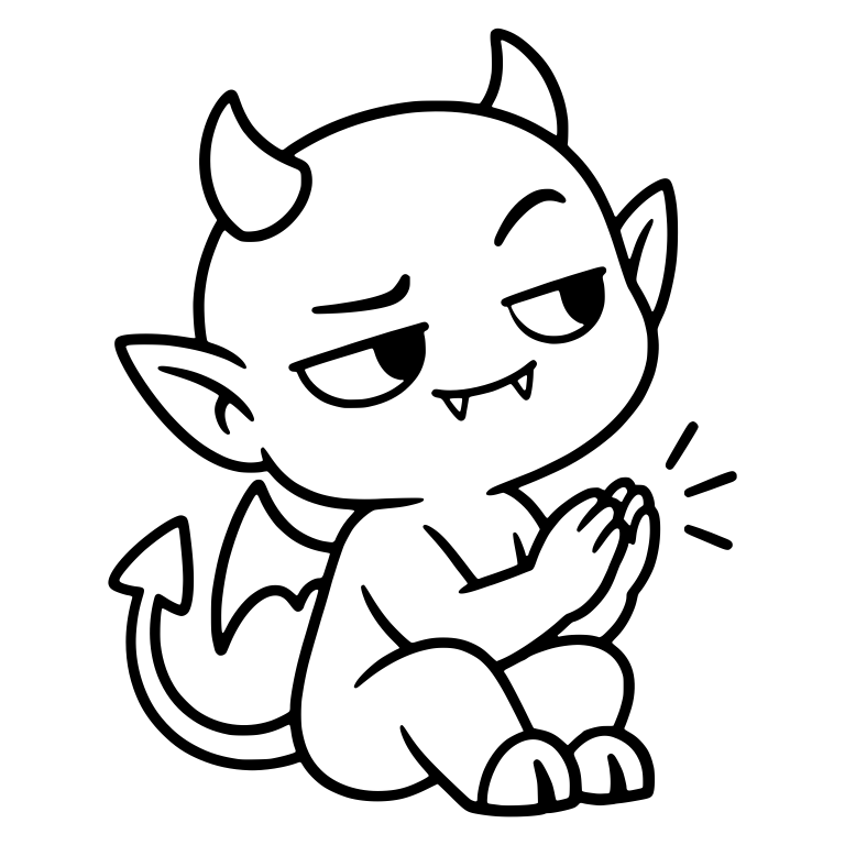 Sitting Demon Clapping Slowly With Small Wings — free fantasy-creature SVG cut file