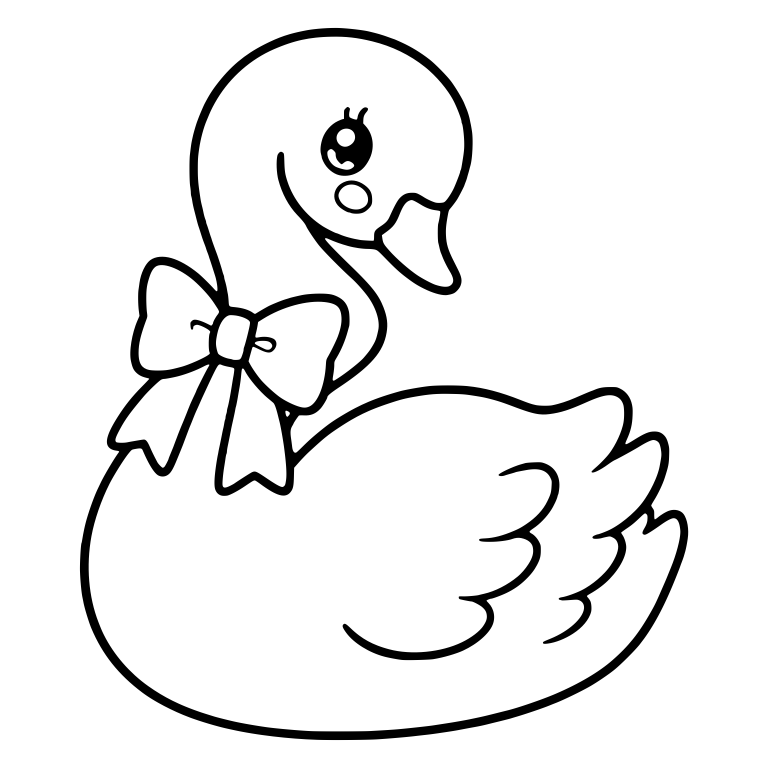 Kawaii Swan With Big Neck Bow and Ribbon Tails — free animal SVG cut file