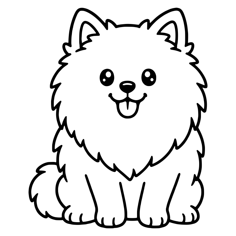 Sitting Pomeranian With Tongue Out and Small Tail — free animal SVG cut file