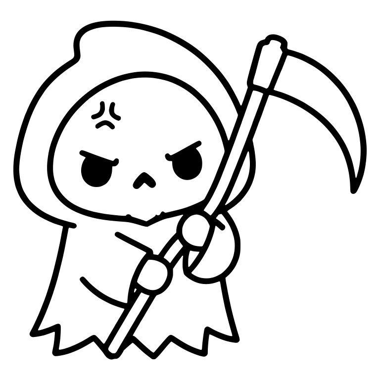 Irritated Grim Reaper With Anger Mark Gripping Scythe — free characters SVG cut file