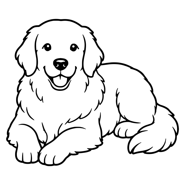 Adult Golden Retriever Lying Down Facing Front — free animal SVG cut file