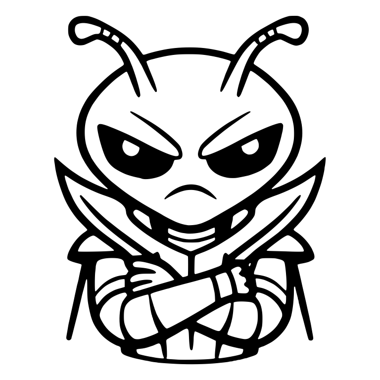 Grumpy Insect Alien in Spiked Collar Armor — free fantasy-creature SVG cut file